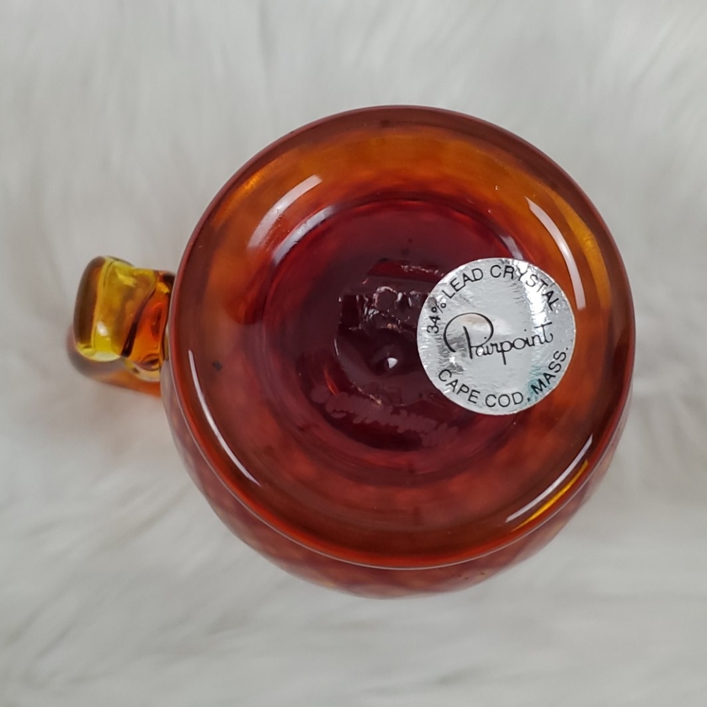 Pairpoint Red Orange glass lead crystal pitcher - Picture 6 of 9